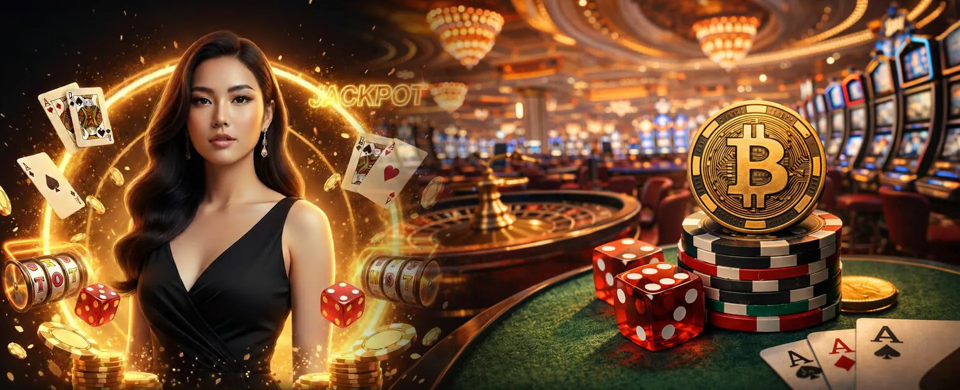 Okbet Casino main page with various online casino games and a golden theme